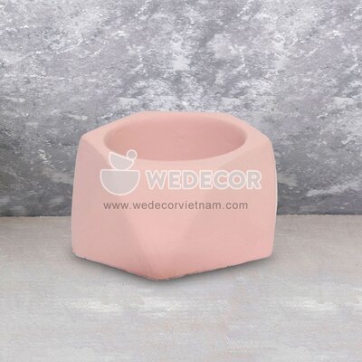 Chậu để bàn thạch cao lục giác | TDANG | Màu hồng pastel