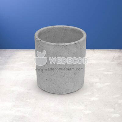 Chậu để bàn xi măng dáng trụ tròn | TDANG | Màu tự nhiên 12x12cm