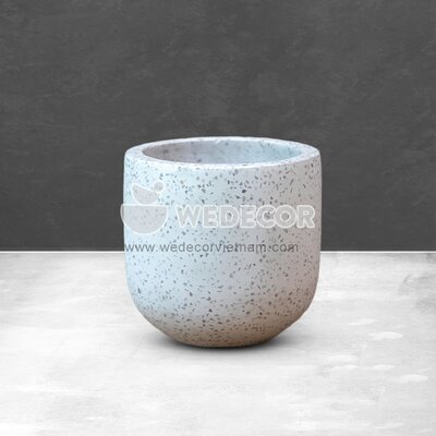 Chậu đá mài thân trụ bo tròn đáy | Màu trắng 30x30 cm