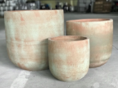 Chậu xi măng thân trụ bo tròn đáy sơn wax | Màu xanh rêu nhạt 30x30 cm